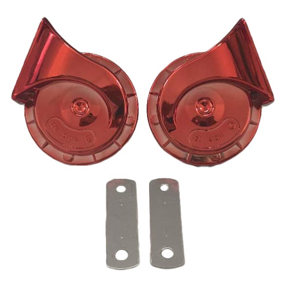 بوق رنتال حلزونی شیپوری کروم قرمز موتورسیکلت