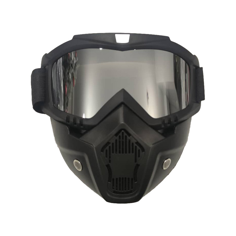 ماسک صورت مشکی موتورسیکلت شیشه کروم