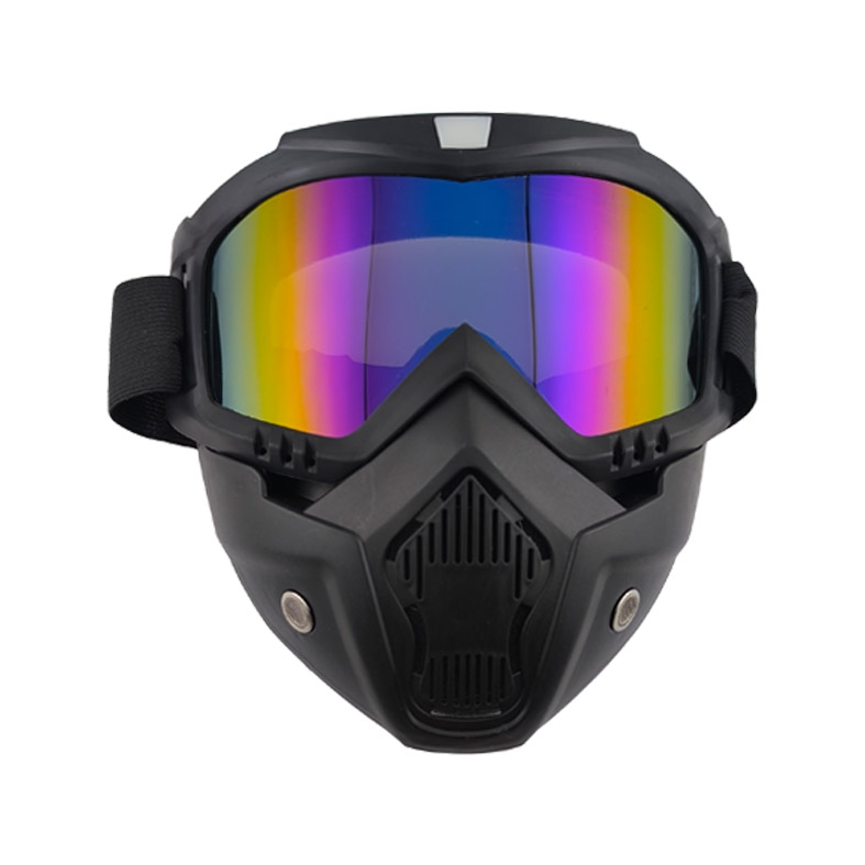 ماسک صورت مشکی موتورسیکلت شیشه 7 رنگ بنفش