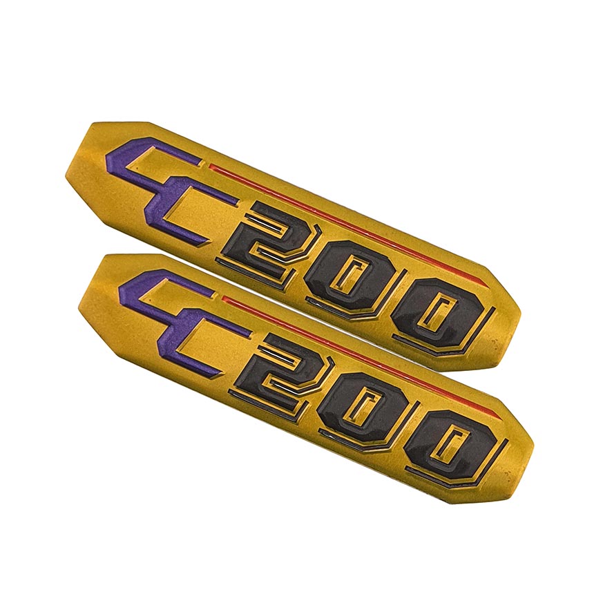 آرم قاب بغل موتورسیکلت فلزی چسبی 200 CC طلایی