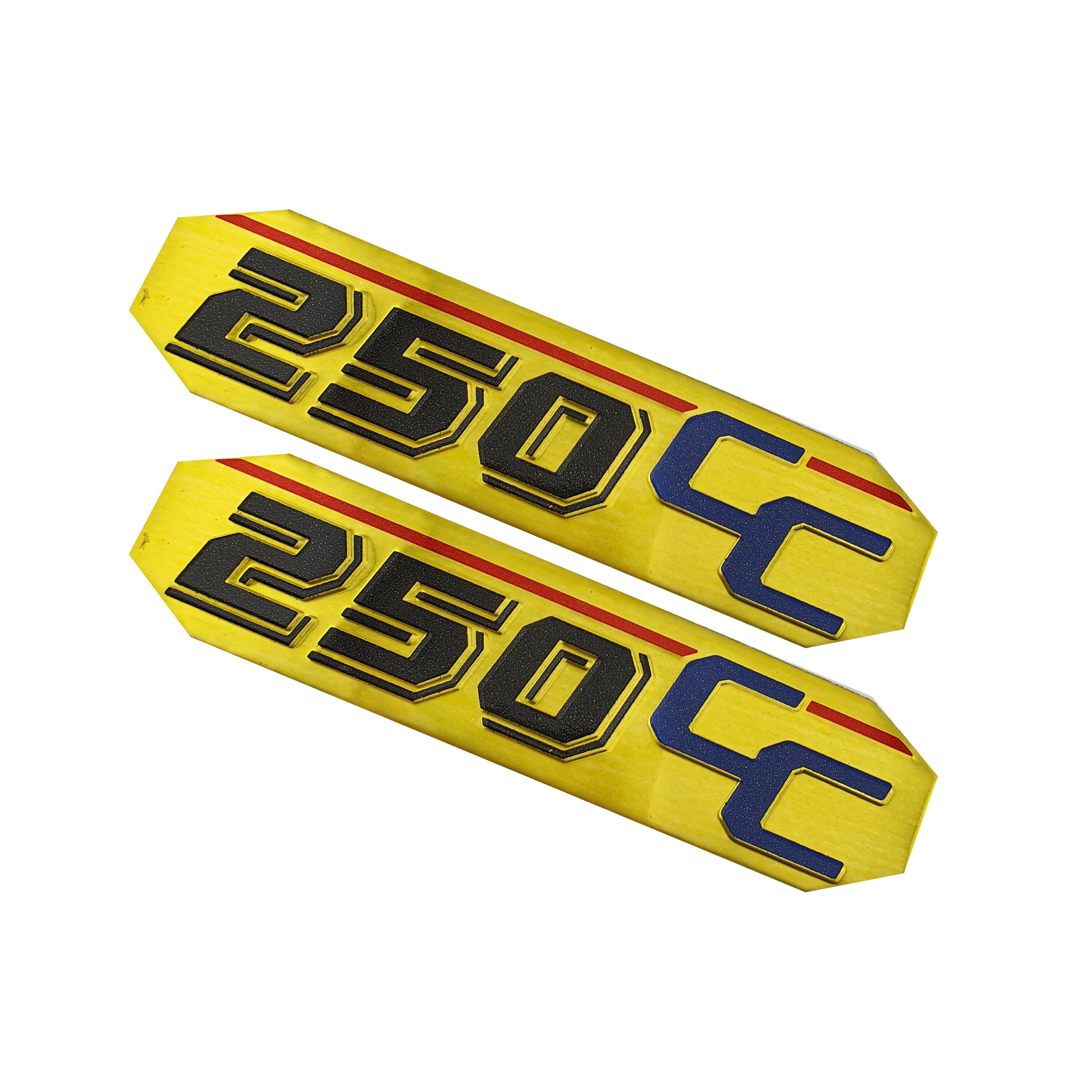 آرم قاب بغل موتورسیکلت فلزی چسبی 250 CC طلایی