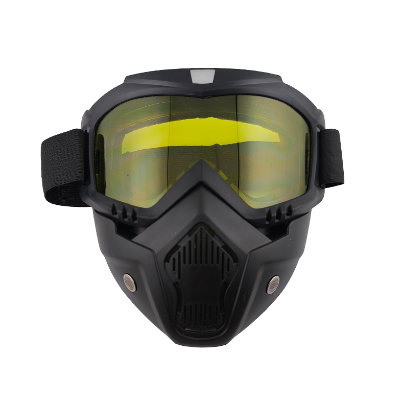 ماسک صورت مشکی موتورسیکلت شیشه زرد