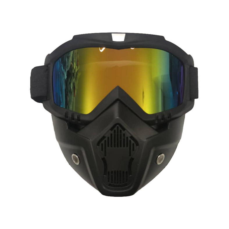 ماسک صورت مشکی موتورسیکلت شیشه 7 رنگ زرد